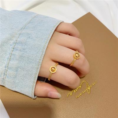 China New Fashionable Design Minimalist Adjustable Fade Lucky Bead Open Rings For Women Hard Fade Transfer Bead Rings For Women for sale