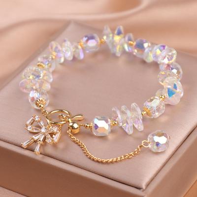 China Other New Design Adjustable Gold Plated Shiny Butterfly Crystal Bracelet Women Butterfly Charm Bracelet Bangle for sale