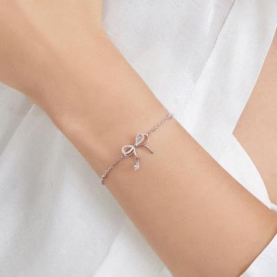 China Other CZ Butterfly Charm New Arrival Exquisite Shiny Knot Bracelet Simple Adjustable Bangle For Women for sale