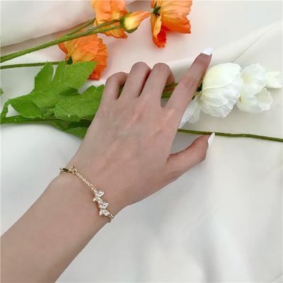 China Other Fashion Jewelry Bracelets Gold Plated Butterfly Bracelet Zircon Butterfly Adjustable Charm Bracelet For Women for sale