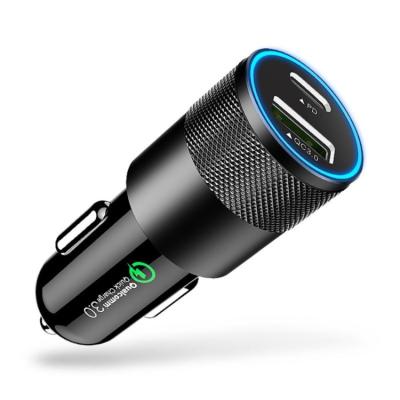 China 2022 Hot-selling Palladium 18W USB QC3.0 Dual Port Types C Fast Car Charger MP3 GPS Mobile Phone For Galaxy iphone 13 12 pro X for sale