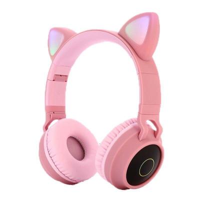 China Foldable Cat Ears Hifi Gaming Headphone Wireless Stereo Headset BT5.0 Earphone LED Flash For Birthday Gift For Kids for sale