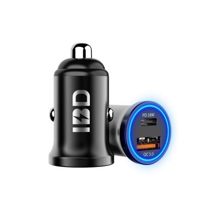 China QC3.0 car charger 36W car charger fast charging design wholesale price car charger metal dual port charger hot material qc3.0 36w mini car dual port charger for sale