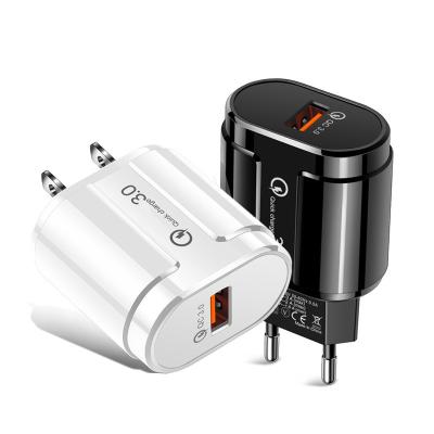 China Qualcomm Universal Super Fast Charger 3.0 Plug Mobile Power Cell Phone Wall Charger 3A QC3.0 USB Port For EU UK US for sale