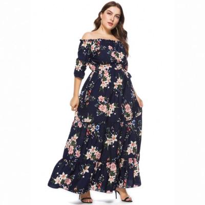 China Breathable 7xl Plus Size Clothing Women Long Chiffon Floral Print Dresses for sale