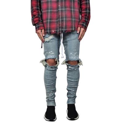 China Anti-pilling 2019 fashion men stretch ripped skinny jeans slim fit denim pants for sale