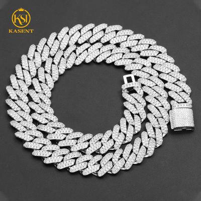 China Custom Women Unfading Mens Link Chain 20mm s925 Sterling Silver Hip Hop Necklace from VVS1 Moissanite Diamond Iced Out Miami Cuban for sale