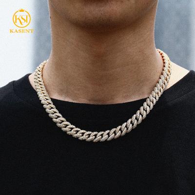 China Custom VVS Moissanite Diamond Iced Out Miami Cuban s925 Sterling Silver 10mm Hip Hop Link Chain Necklace Men Women Unfading for sale