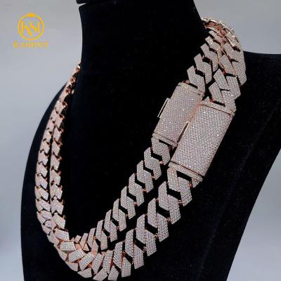 China Custom Unfading vvs moissanite s925 silver link chain 15mm 18mm cuban sterling silver cuban link chain bracelet for sale