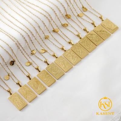 China TRENDY Gold Plated Zodiac Pendant Necklace Stainless Steel Zodiac Necklace Stainless Steel for sale