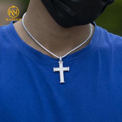 China Hiphop custom 925 silver vvs moissanite cross hip hop pendant hiphop pendant for sale