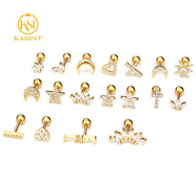 China Wholesale Minimalist Zircon Stainless Steel Silver Gold Plated Stud Earrings For Women CZ Stud Earrings Ear Stud for sale