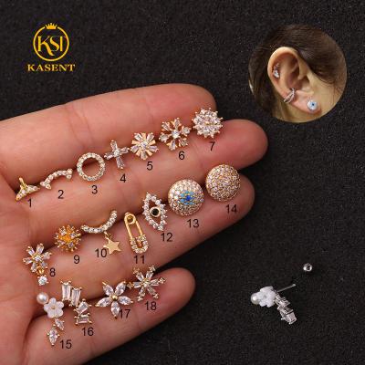 China Minimalist Silver Gold Plated Rose Zircon Stainless Steel Gold Plated Stud Earrings For Women CZ Stud Earrings Ear Stud for sale