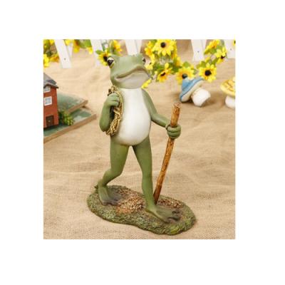 China Custom Europe Resin Crafts Fishing Frogs Statue Garden Decor for sale