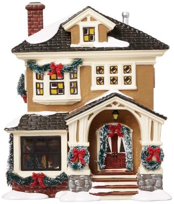 China Europe Large Lighted Ceramic Christmas Village Houses For Home Decoration for sale