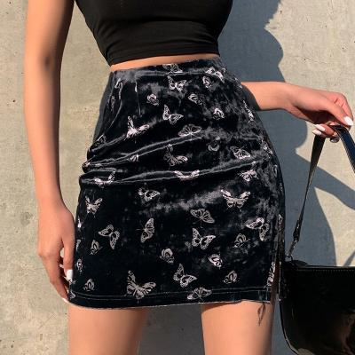 China Factory Hot Selling Breathable Butterfly Chinese Velvet Women Skirt On Sale for sale