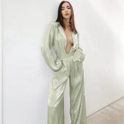 China Hot Sales Breathable Breathable Read To Board Loungewear For Women Casual Long Sleeve Silk Loungwear Set And Outfits Two Piece Set for sale