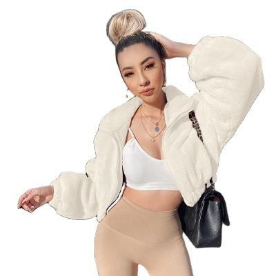 China Anti-Wrinkle Anti-Wrinkle Autumn And Winter Zipper Plush Shorts Coat Fashionable Women for sale