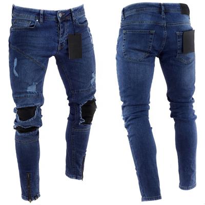 China Sustainable Wholesale Fashion Mens Soft Slim Leg Ripped Jeans With Zipper for sale