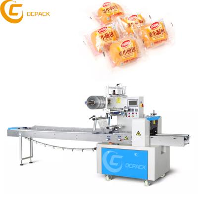 China Horizontal Automatic Food Nitrogen Pillow Rolling Hamburger Packing Machine For Bread Cake for sale