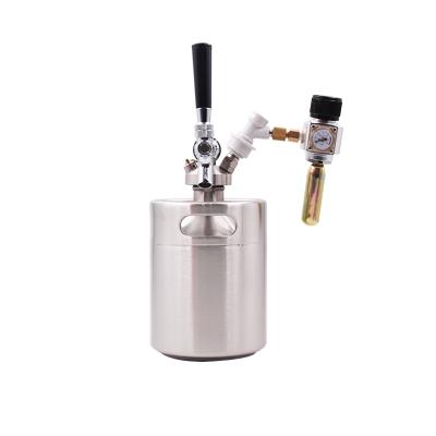 China Easy To Carry And Clean Promotion Custom 304 Stainless Steel Mini Barrel 2l Dispenser Keg Beer Tap With CO2 Regulator for sale