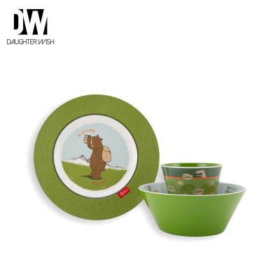 China American Style Factory Supply Popular Food Grade Melamine Creative Unbreakable Kids Roll Tableware Salad Soup Rice Sets Dish Tray for sale