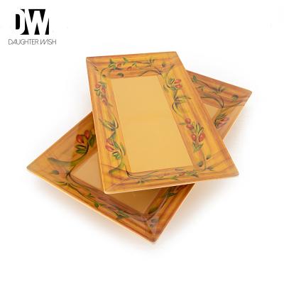 China Wholesale High Quality Unbreakable Melamine Food Grade Design Wooden Texture Hotel Tray Set DS0136 for sale