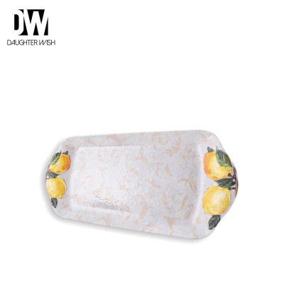 China Wholesale Popular Custom Food Grade Melamine Designs Lemon Designs Serving Trays DT017 for sale