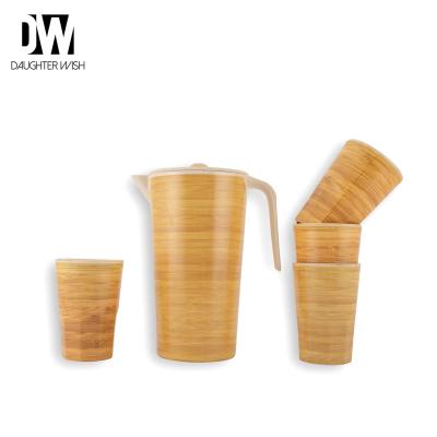 China Sustainable High Quality Eco - Friendly Printing Plastic Coffee Mugs Set Wood Pattern Melamine for sale