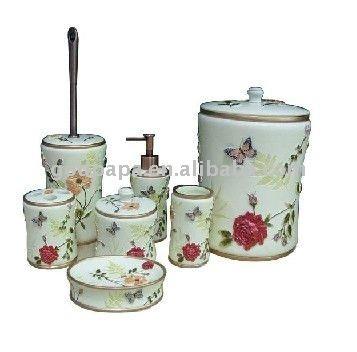 China Beautiful viable butterfly resin bathroom accessory set for sale