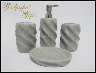 China Durable Excellent Quality Poly Resin Morden Bathroom Set Accessories Sandstone For Hotel for sale