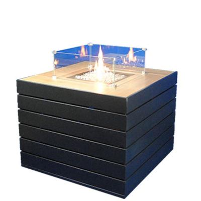 China Modern Square Cast Concrete Gas Fire Pit Outdoor With Glass Table for sale