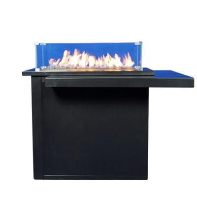 China Outdoor Square Propane Stocked Aluminum Fire Pit With Table for sale