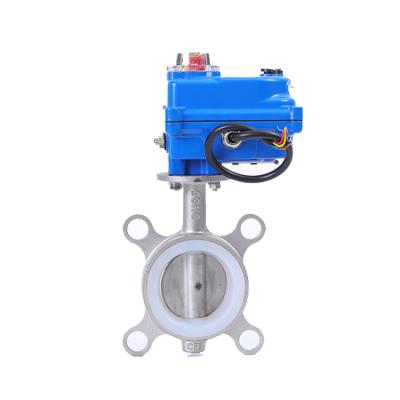 China 1/2 Inch General Butterfly Valve Valve Tetrafluoroelectric Acid, Alkali And Corrosion Proof Regulatory Electrical Pair for sale