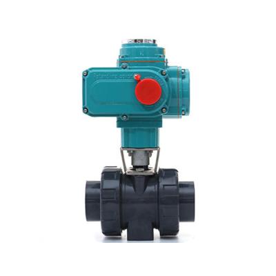 China General Electric UPVC Corrosion Resistant Acid-Base Water Treatment Plastic Electric Power-Out Ball Valve Handing for sale