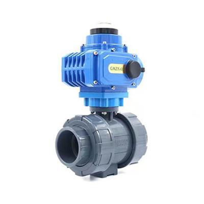 China 2 Inch Acid And Alkali Resistance UPVC General Anti-corrosion Electric Ball Valve Water Gas Plastic Electric Control Valves for sale