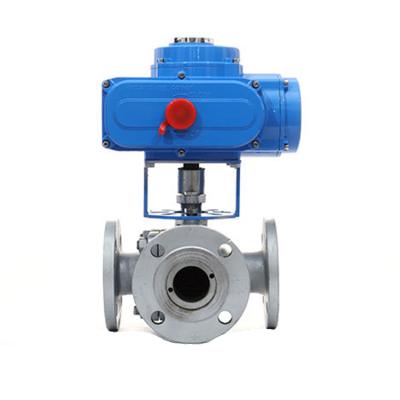 China General Steam T-Type Flange Stainless Steel WCB Three Way Reversing Remote Control Electric Ball Valve Explosion Proof for sale