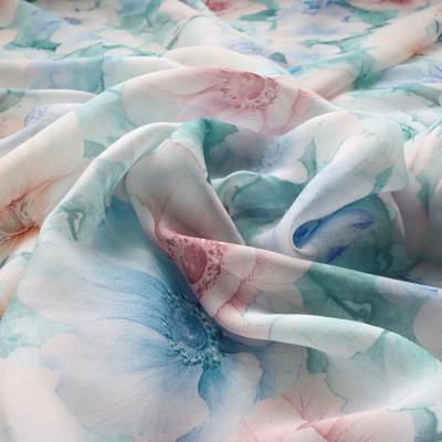 China Pure Silk Chiffon Personalization Digital Print 8mm - Floral Pattern in Chinese Ink Painting Style for sale