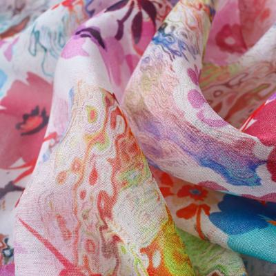 China Pure Silk Chiffon Fabric Customization Digital Print 5.5mm - Peach Rose Floral Chiffon For Dirac Somali for sale