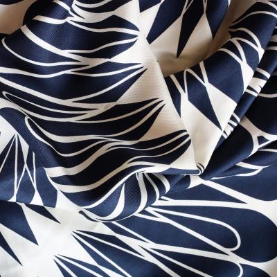 China Breathable Silk Twill Fabric Customization 12mm Digital Print - Abstract Pattern in Blue Shades for sale