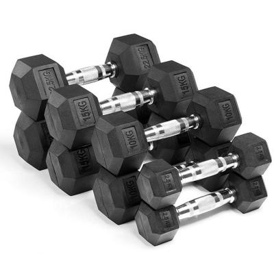 China Gym Home 15lbs Durable Rubber Hex Dumbbells Chinar Hex Dumbbells For Sale for sale