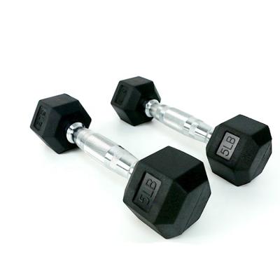 China Universal Cast Iron Fitness Equipment Round Head Rubber Dumbell / Rubber Hex Dumbbell for sale