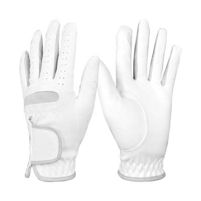 China High quality custom logo men's white and black soft genuine cabretta leather golf gloves factory price for sale