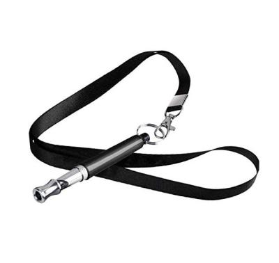 China Wholesale Stainless Steel Single Metal Dog Training Ultrasonic Whistle With Black Lanyard for sale