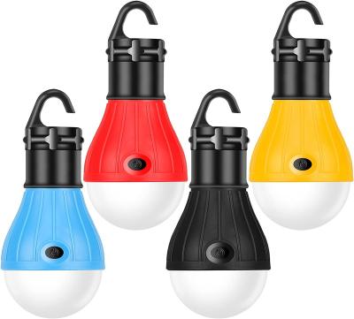 China Camping/Rising 4 PCS LED Tent Lamp 3 Light Portable Camping LED Lantern Emergency Bulb Battery Operated Mode With Clip Hook for sale