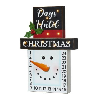 China Christamas Home Decor 2022 Style Holiday Decoration New 24 Days Countdown Wooden Snowman Christmas Decorations With LED for sale