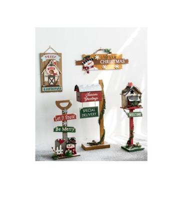 China Christamas Home Decoration 7 Kinds Style Holiday Decoration Wooden Mailbox Shovel List Prop Christmas Hanging Decoration for sale