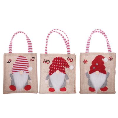 China Festival Decoration Fast Delivery Gnome Snowflake Note Kids Candy Gift Sack Christmas Jute Sack for sale