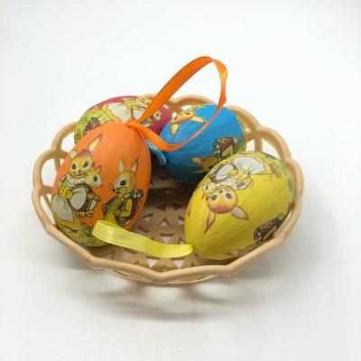 China 100% Eco-friendly Hot Sale 6cm Easter Rabbit Pattern Paper Wrapped Foam Egg Holiday Decorations for sale