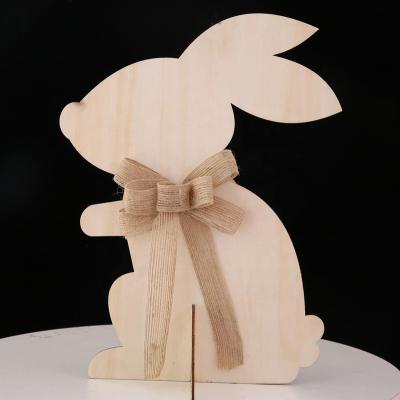 China 100% 30cm High Easter Wooden Desk Ornaments Eco-friendly diy wooden detachable chicks, eggs and bunny for sale